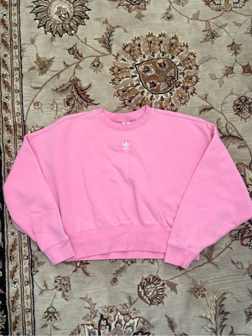adidas Pink Trefoil Logo Crewneck Sweatshirt cropped